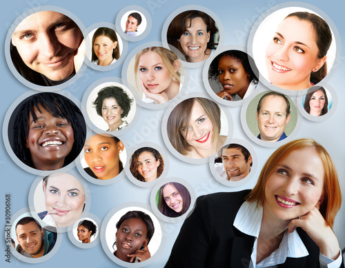 Photo: social network of businesswoman. social network of businesswoman.