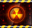 Danger button with the sign of radiation