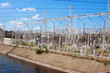 City landscape with water-power plant, Zaporozhje, Ukraine City landscape with water-power plant, Zaporozhje, Ukraine
