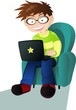 A boy with a laptop