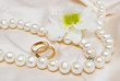 wedding rings and orchid