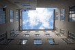 Built in building yard with a view up on the sky Built in building yard with a view up on the sky