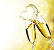 Two Champagne Glasses with abstract Heart splash