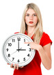 Young businesswoman with a clock