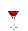 Red martini cocktail with ice cubes