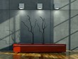 3d Rendering Dekoration vor Betonwand rot
