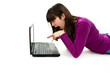 Surprised girl with laptop. Pointing at it Surprised girl with laptop. Pointing at it