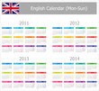 2011-2014 Type-1 English Calendar Mon-Sun 2011-2014 Type-1 English Calendar Mon-Sun