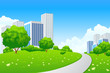 Green landscape with city Green landscape with city