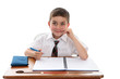 School boy student at desk