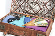 Packed suitcase for a summer vacation