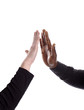 black and white hand doing high five