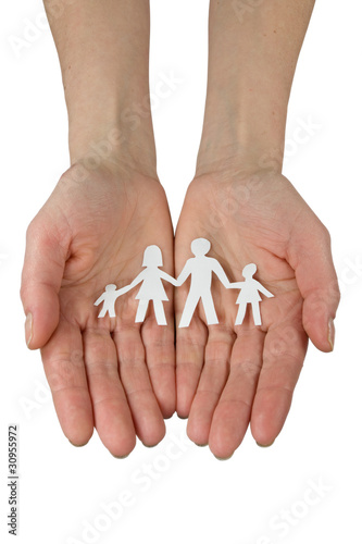 Photo: togetherness concept. hands with paper chain of family togetherness concept. hands with paper chain of family