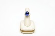 Platinum saphire ring, 15.84 carats, 2 heart shaped diamonds 1.13 carats each