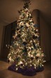 Christmas tree lit with fairylights and decorated with baubles