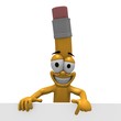 mascotte crayon montrant un panneau mascotte crayon montrant un panneau