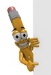 mascotte crayon montrant un panneau mascotte crayon montrant un panneau