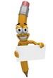 mascotte crayon qui tient une carte de visite mascotte crayon qui tient une carte de visite