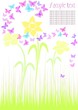 springtime daffodils & butterflies, colourful card/ background springtime daffodils & butterflies, colourful card/ background