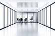Empty meeting room and glass partition in modern cubicle