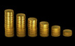 3d shiny gold money on black background