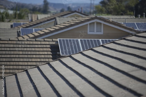 Photo: Roof tops with some solar panelling on Roof tops with some solar panelling on