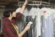 Woman working in the laundrette