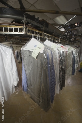 Photo: Clothes hanging in the laundrette Clothes hanging in the laundrette