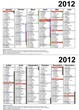 Calendrier 2012 Français, Vacances, j. fériés, fêtes, lunes.