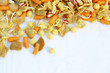 Colorful background of crisp fried snacks