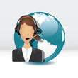 globe with call center girl