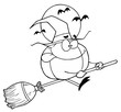 Outlined Witch Pumpkin