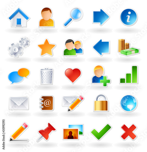 Vector: Set of 25 colored icons for websites and online communities Set of 25 colored icons for websites and online communities