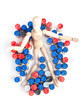 Foto: Man figure on top of fire cartridge pile Man figure on top of fire cartridge pile