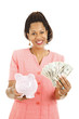 Beautiful Woman Saving Money