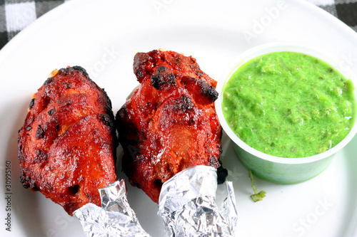 Photo: tandoori chicken legs with sauce tandoori chicken legs with sauce