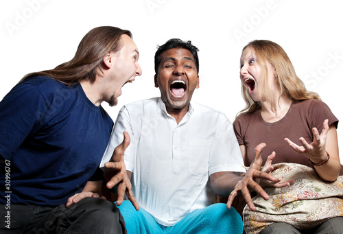 Photo: multicultural Tree people screaming multicultural Tree people screaming