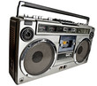 retro ghetto blaster isolated with clipping path