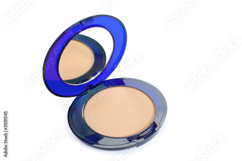 Photo: The beige powder in blue box with mirror The beige powder in blue box with mirror