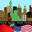 New York Skyline with Statue of Liberty Color New York Skyline with Statue of Liberty Color