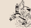 hand drawn cosmetics and hair care