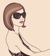 vector portrait of a  summer girl in sunglasses