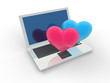 Rendered Concept Of A Laptop With Love Hearts.