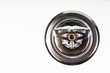 Close up image of fire sprinkler on white