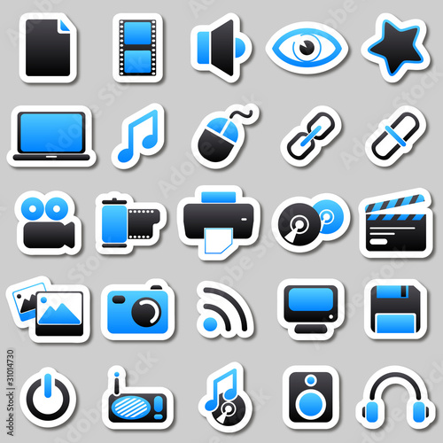 Vector: multimedia Blue Stickers multimedia Blue Stickers