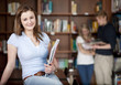 attractive student in university library