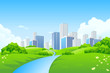 Green landscape with city Green landscape with city