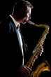 Playing sax in a suit