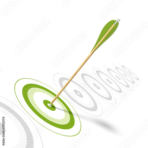 Illustration: Arrow hitting the center of a green target - risk Arrow hitting the center of a green target - risk
