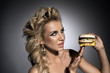 attractive woman with burger
